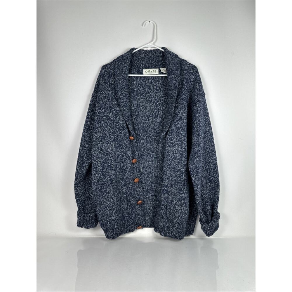 Orvis Wool Blend Shawl Collar Cardigan Blue Mens Size Medium 70534